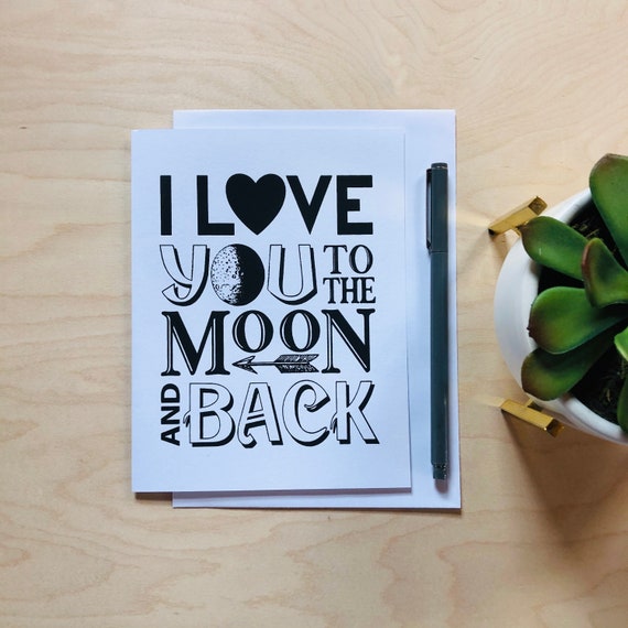 I Love You To The Moon And Back Card Print Love Etsy I Love You To The Moon And Back Card Print Love Etsy