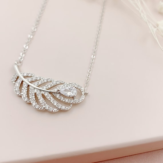 Buy Diamond Feather Pendant, Plume Pendant, 925 Silver Jewelry, Pave Diamond  Pendant, Fashion Pendant, Women's Pendant Necklace, Birthday Gift Online in  India - Etsy