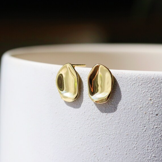 Gold Vermeil Abstract Textured Stud Earrings, Gold Modern Studs, Unique  Abstract Gold Earrings, Geometric Gold Silver Earrings, Gift for Her - Etsy