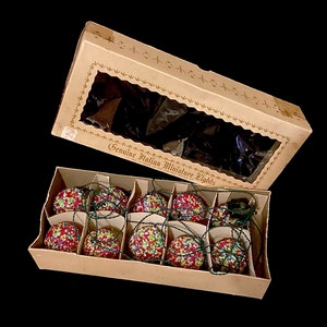 Vintage Genuine Miniature Light Set Balls with Multi Colored Sparkles Christmas Lights