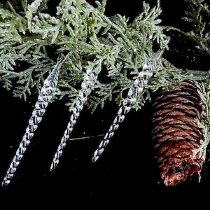 Handcrafted Clear Glass Icicles from Lauscha Germany Set of 3