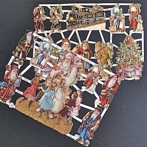 Victorian Style Die-Cut German Paper Scraps Christmas Father Christmas Santa