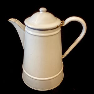 Vintage White Enamelware Coffee Pot Farmhouse Graniteware