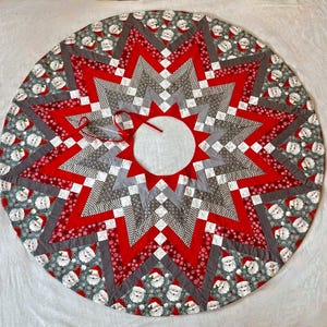 handmade patchwork Christmas tree skirt