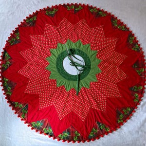handmade patchwork Christmas tree skirt