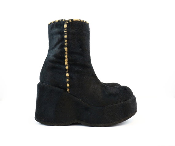 black faux fur ankle boots