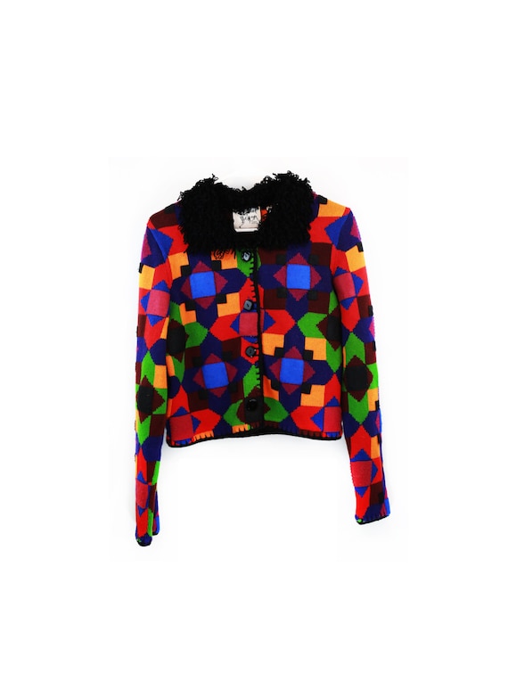 Vintage 80s/90s Funky Multi-Colored Cropped Knit C