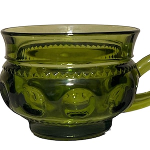 Mid-Century Olive Green Kings Crown Indiana Glass Mug