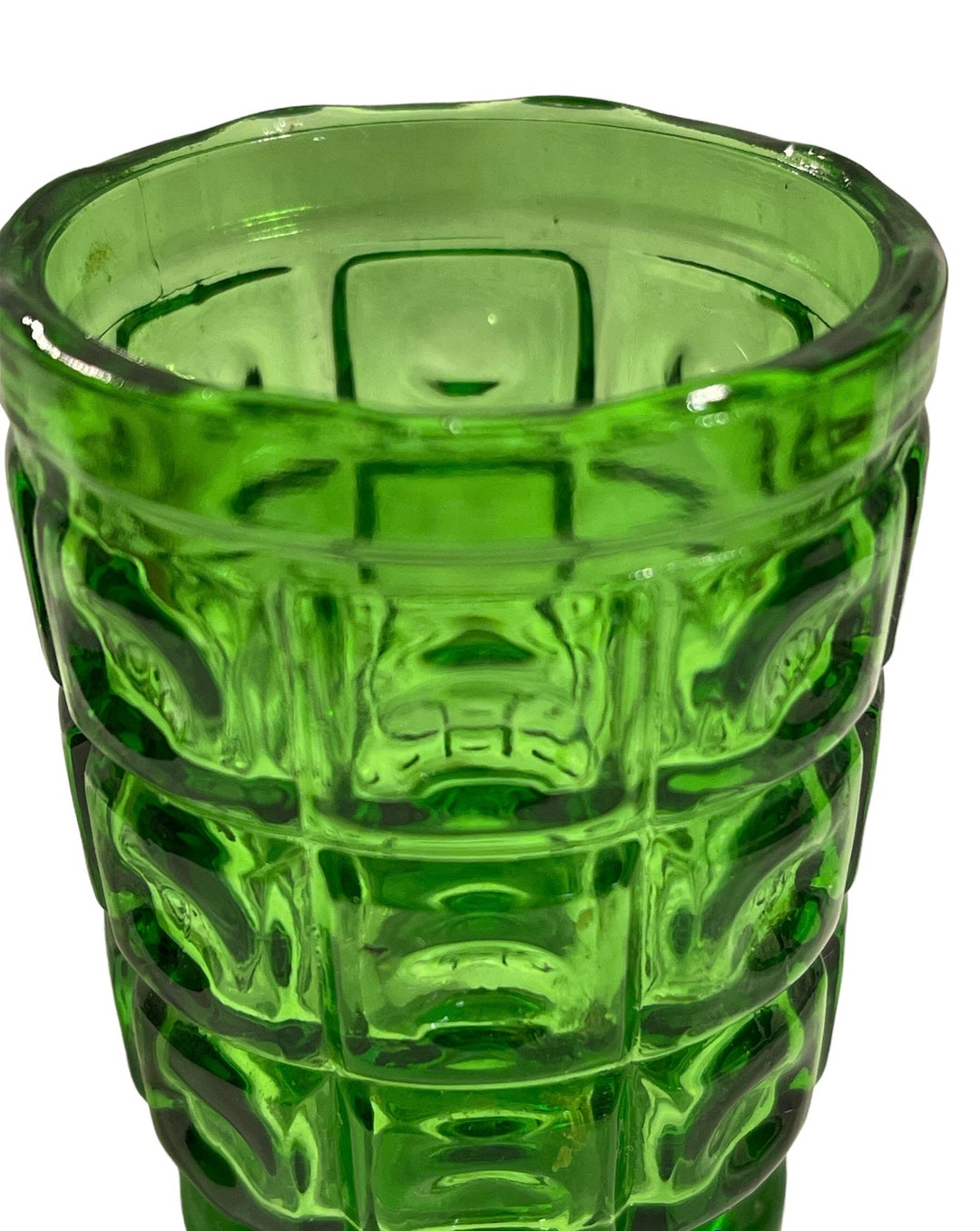 Emerald Green Mid Century Pressed Glass Toothpick Holder Etsy