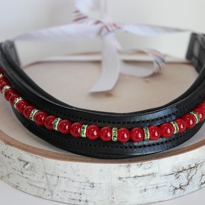Custom Made Beaded Genuine Leather Horse Browband