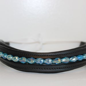 Custom Made Turquoise Beaded Genuine Leather Browband