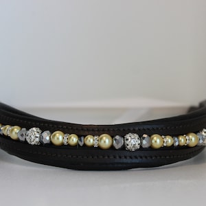 Custom Made Glass Beaded Brown Genuine Leather Browband