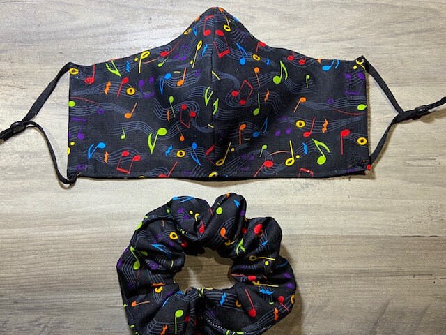 Music Note Face Mask & Scrunchie - Etsy