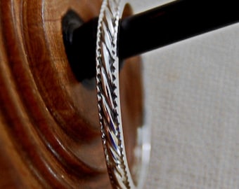 Silver Wedding band, Patterned Sterlium Plus® Stacking Ring