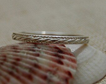 Bijou - Patterned Sterlium Silver Wedding or stacking band. Free shipping within the US.