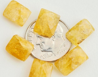 D118 - Loose Yellow Beryl or Heliodor Beads, Rectangular Aquamarine Gemstones.