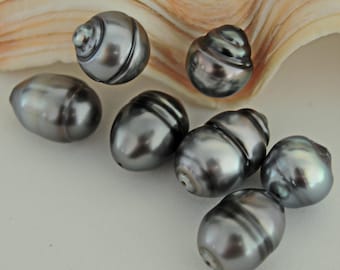 D418 - Large Circlé Tahitian Pearls, Fully Drilled, Natural Color,
