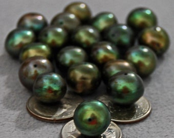 D255 - Loose Freshwater Pearls in Rare Olive Sage Color.