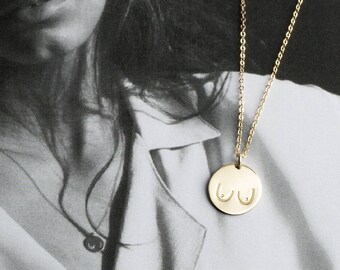 Boobs Necklace • Feminist Jewelry • Gold, Silver or Rose Gold • Boobs, Breasts, Tits Necklace - Girl Power • LN209 LN213