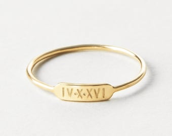 Personalisierter Bar Ring, Benutzerdefinierter Namensring, Initial Ring, Zierlicher Stapelring | 14k Gold Fill, Sterling Silber, Roségold | LR450