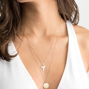 PERM. DELISTEDDainty Gold Shark Tooth Necklace on Silver, Rose or 14k Gold Fill Chain - Layering Necklaces by Layered and Long - LN608