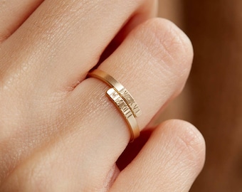 Personalisierter Mutterschaftsring, personalisierter Wickelring, Geschenk für Mütter, Schwester, Freunde | 14k Gold Fill, Sterling Silber, Roségold | LR452