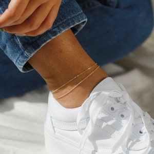 Dainty Double Chain Anklet, Cable Chain Anklet, Dual Chain Anklet | 14k Gold Fill, Sterling Silver