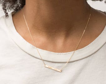 Delicate Bar Necklace: Personalized - Gold, Silver or Rose Gold - Skinny, Dainty Nameplate - LN130_30_H