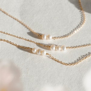 Custom Pearl Necklace, Choose Up to 7 Pearls, Dainty Layering Chain, Meaningful Gift | 14k Gold Fill, Sterling Silver, Rose Gold | LN613