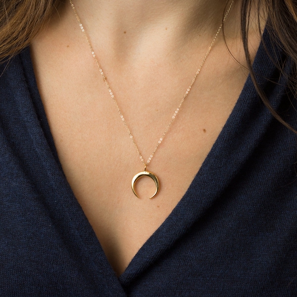 PERMANENTLY DELISTEDPERM. DELISTEDUpside Down Moon Necklace • The CRESCENT Necklace in Gold, Silver or Rose Gold • LN345, LS979
