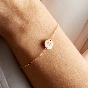 Personalized Initial Bracelet, Custom Disk Bracelet, Letter Charm Bracelet, Dainty Chain | 14k Gold Fill, Sterling Silver, Rose Gold | LB209