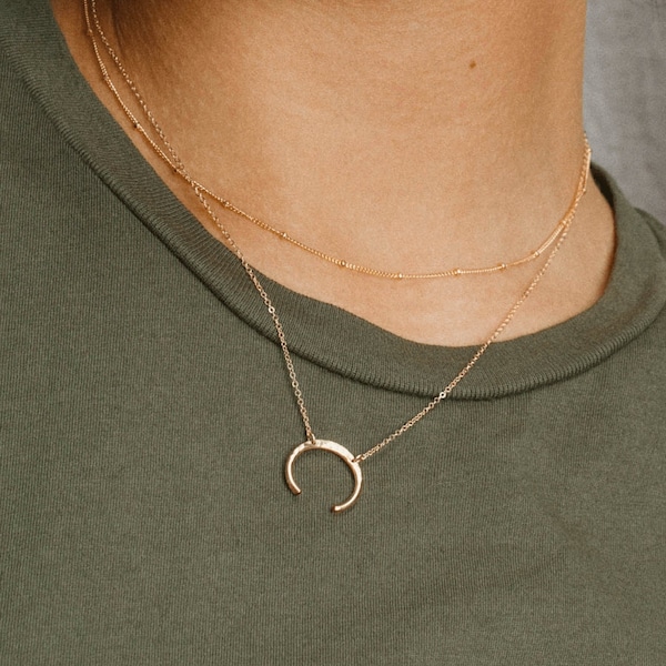 Crescent Moon Necklace, Moon Goddess Necklace, Celestial Necklace, Moon Talisman | 14k Gold Fill, Sterling Silver, Rose Gold | LN131