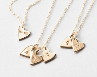 Personalized Heart Necklace for Mom, Heart Friendship Necklace, Heart Initial Charm | 14k Gold Fill, Sterling Silver, Rose Gold | LN230