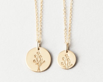 Wildflowers Necklace, Floral Pendant Necklace, Personalized Bouquet Necklace | 14k Gold Fill, Sterling Silver, Rose Gold | LN209, LN213