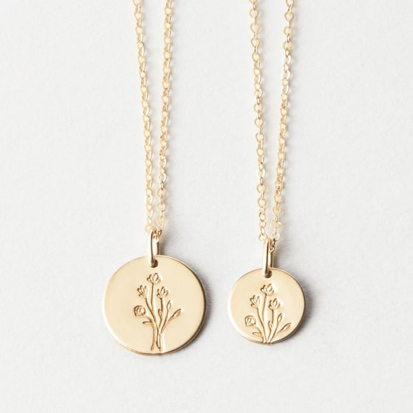 Wildflowers Necklace, Floral Pendant Necklace, Personalized Bouquet Necklace | 14k Gold Fill, Sterling Silver, Rose Gold | LN209, LN213