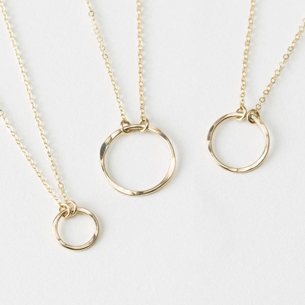 Collier Karma, Collier Cercle Ouvert, Collier Pendentif Symbolique, Cadeau Collier Minimal | Remplissage d’or 14 carats, argent sterling, or rose | LN132