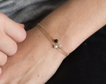 Simple Birthstone Bracelet, Dainty Gemstone Gift - Opal, Peridot, Sapphire, Ruby - 14k Gold Filled, Rose or Sterling Silver - LB630