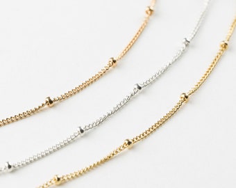 Dainty Satellite Chain, Beaded Layering Chain, Delicate Collar Necklace, Dewdrops Chain | 14k Gold Fill, Sterling Silver, Rose Gold | LN801