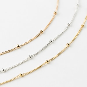 Dainty Satellite Chain, Beaded Layering Chain, Delicate Collar Necklace, Dewdrops Chain | 14k Gold Fill, Sterling Silver, Rose Gold | LN801