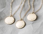 Personalized Name Necklace - Large Coin Pendant with Custom Inscription - names, initials, dates - 16mm Disk - Gold, Silver or Rose - LN216