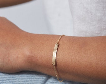 Personalized Gold Bar Bracelet • Silver or Rose Gold Custom Name Bracelet, Initial Jewelry on Dainty Bar, Personalized Gift for Her LB140_25