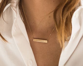 Personalized Gold Bar Necklace • Custom Name Bar Necklace • Gold Fill Bar Necklace • Bridesmaid Necklace Silver, Gold, Rose Gold • LN155_32