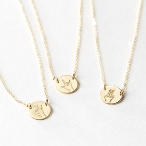 I Love You ASL Charm Necklace, Hand Gestures Link Necklace, Sign Language Pendant | 14k Gold Fill, Sterling Silver, Rose Gold | LN209_L
