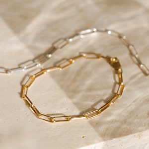 Paperclip Chain Bracelet, Classic Chain Link Bracelet, Timeless Link Bracelet | 14k Gold Fill, Sterling Silver | GBC_0006, GBC_0008