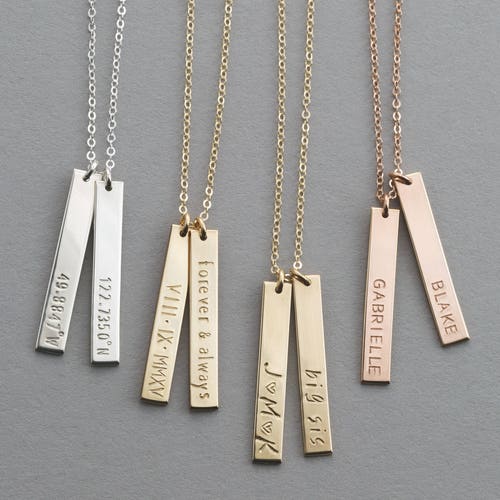 Personalized Bar Necklace Name Necklace Silver Rose Gold - Etsy