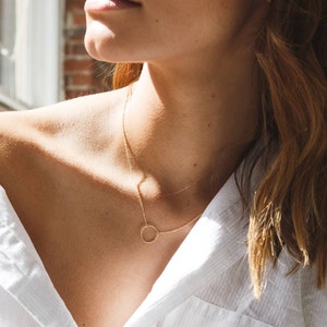 Minimal Dainty Circle Necklace, Delicate Layering Chain, Open Circle Pendant | 14k Gold Fill, Sterling Silver, Rose Gold | LN132