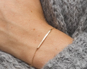 Dainty Personalized Initial Bracelet, Custom Delicate Letters, Minimal Bar Bracelet | 14k Gold Fill, Sterling Silver, Rose Gold | LB120_30