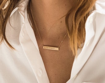 Personalized Bar Necklace, Custom Names, Dates, Roman Numerals, Initials, Symbols | 14k Gold Fill, Sterling Silver, Rose Gold | LN155_32