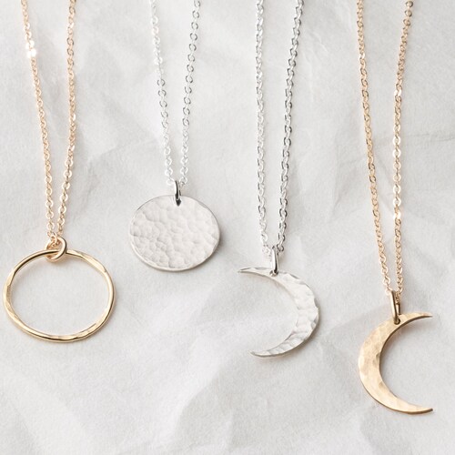 Dainty Moon Phase Necklaces Simple 