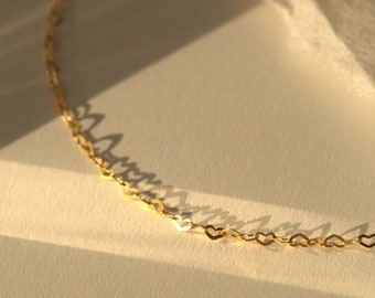 Dainty Heart Chain, Heart Link Chain Necklace, Gold Heart Necklace, Valentine's Day Jewelry | 14k Gold Fill, Sterling Silver